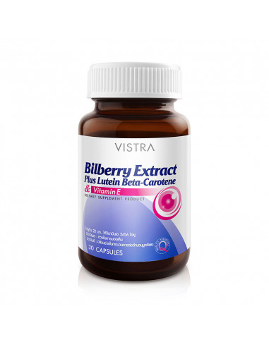 Vistra Bilberry Extract Plus Lutein Beta-Carotene 30 Caps - 1