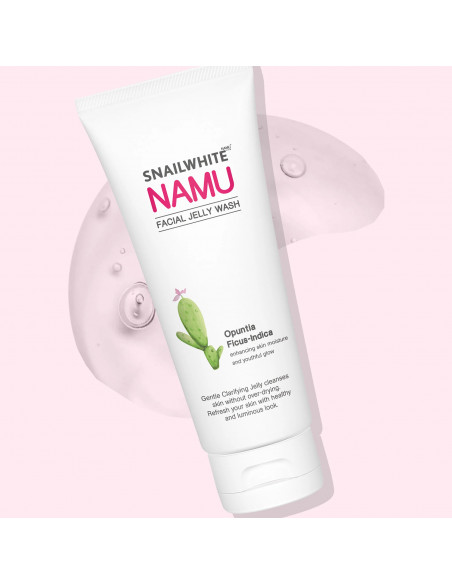 Namu Snail White Facial Jelly Wash on pink background