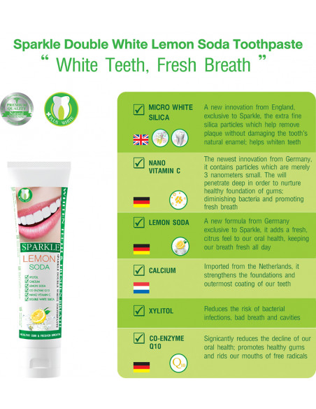 Sparkle Double White Lemon Soda Toothpaste description