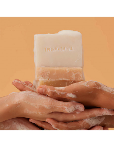 Tropicana Coconut Oil Soap Bar in hands