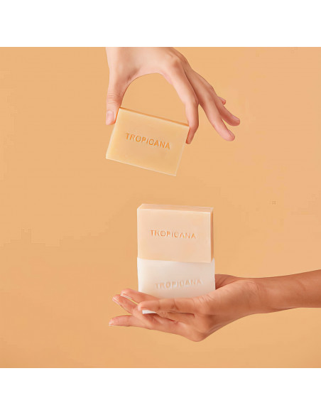 Tropicana Coconut Oil Soap Bar Mahaad hands