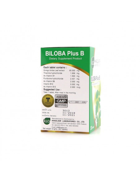 Khaolaor Biloba Plus B 30 Tablets back