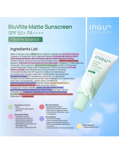 INGU BluVlite Matte Sunscreen SPF 50+ PA++++ + Biome Balance 2