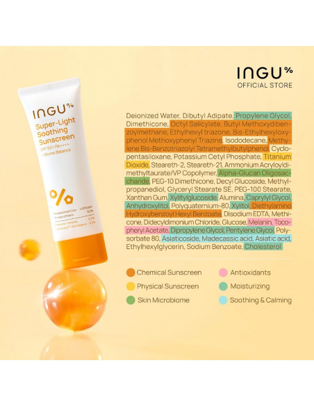 INGU Super-Light Soothing Sunscreen SPF 50+ PA++++ + Biome Balance - 2